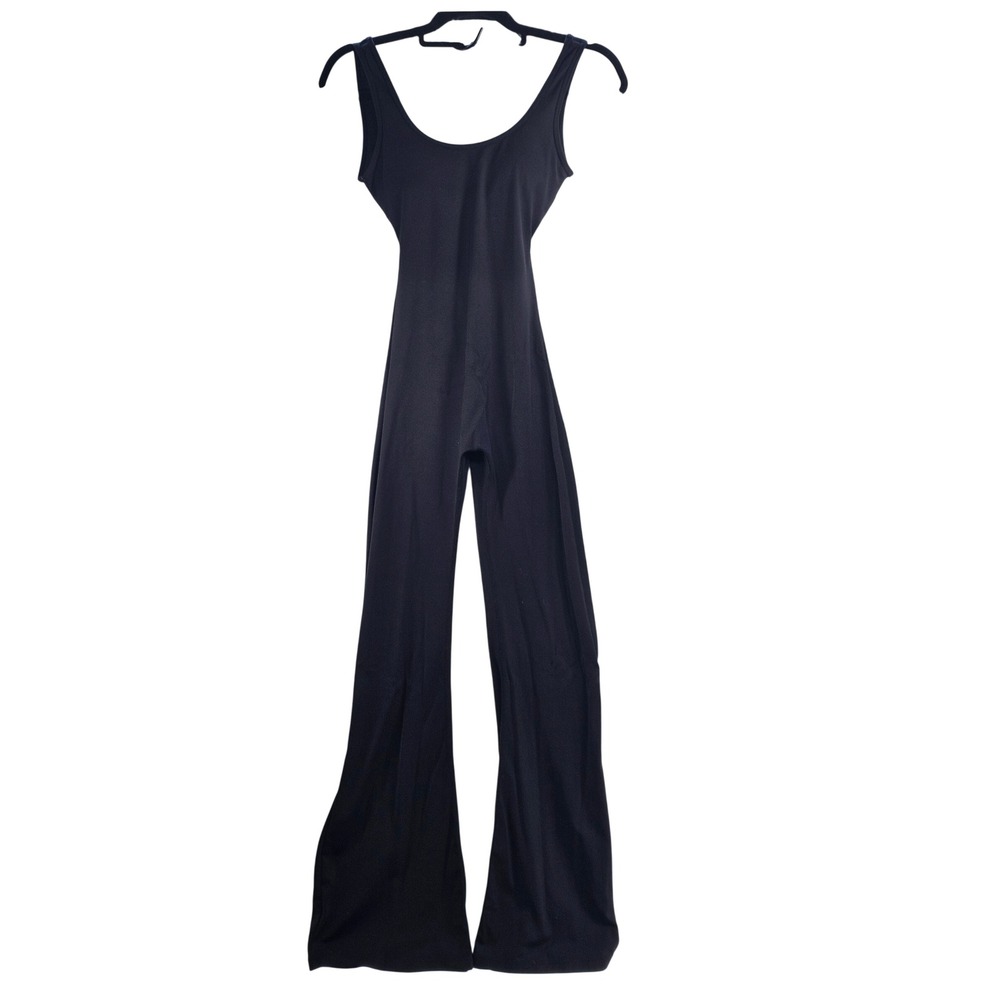 Black Sleeveless Wide Leg‎ Jumpsuit Open Twist Back Scoop Neck Small